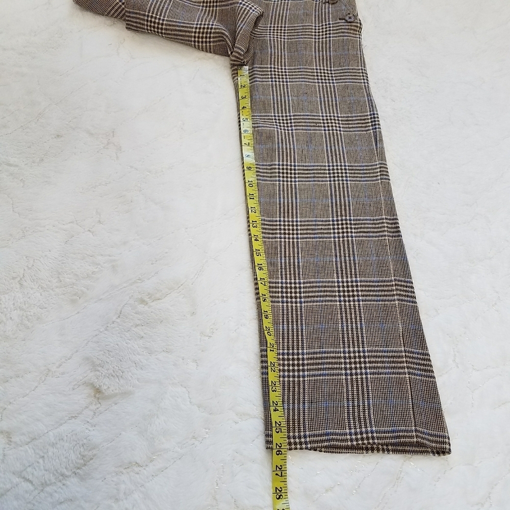 Veronica Beard Hunter Plaid Wide Leg Linen Blend Cropped Pants - Picture 5 of 14